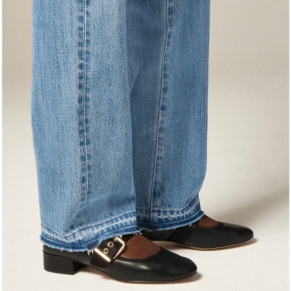 J.Crew Mid-Rise Straight Leg Jean WMNS 29 Elise Wash Blue Rigid Denim Frayed Hem - Picture 3 of 8